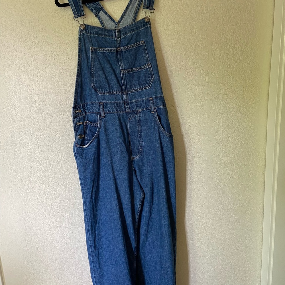 Free People Blue Denim Overalls Classic Style